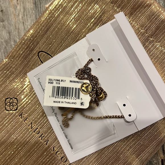 Dolly Parton x Kendra Scott White Enamel Butterfly Vintage Gold Necklace NWT - Picture 10 of 12